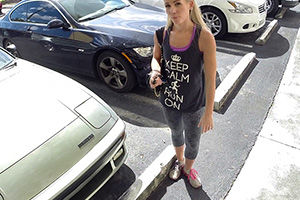 Blonde bimbo tries to sell car, sells herself